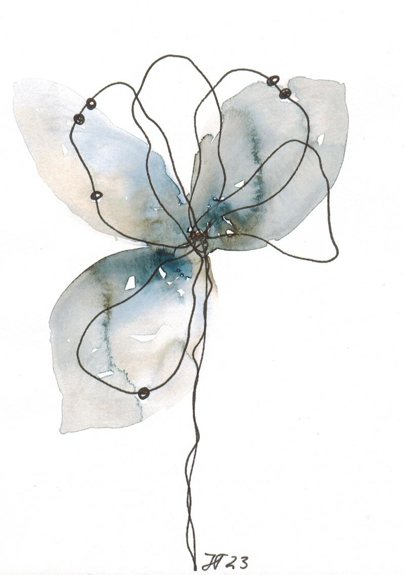 Blume _05_12x16cm dreiblättrig blaugrau