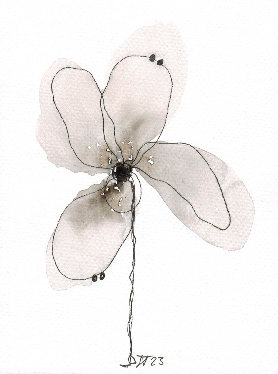 Blume _10_12x16cm vierbl&auml;ttrig grau