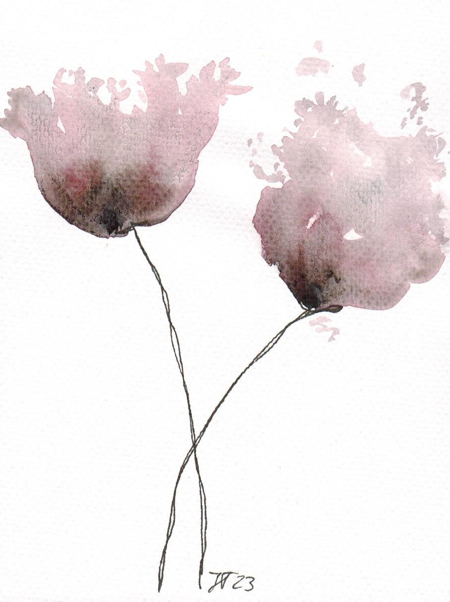 Blume _11_12x16cm zwei graurosa