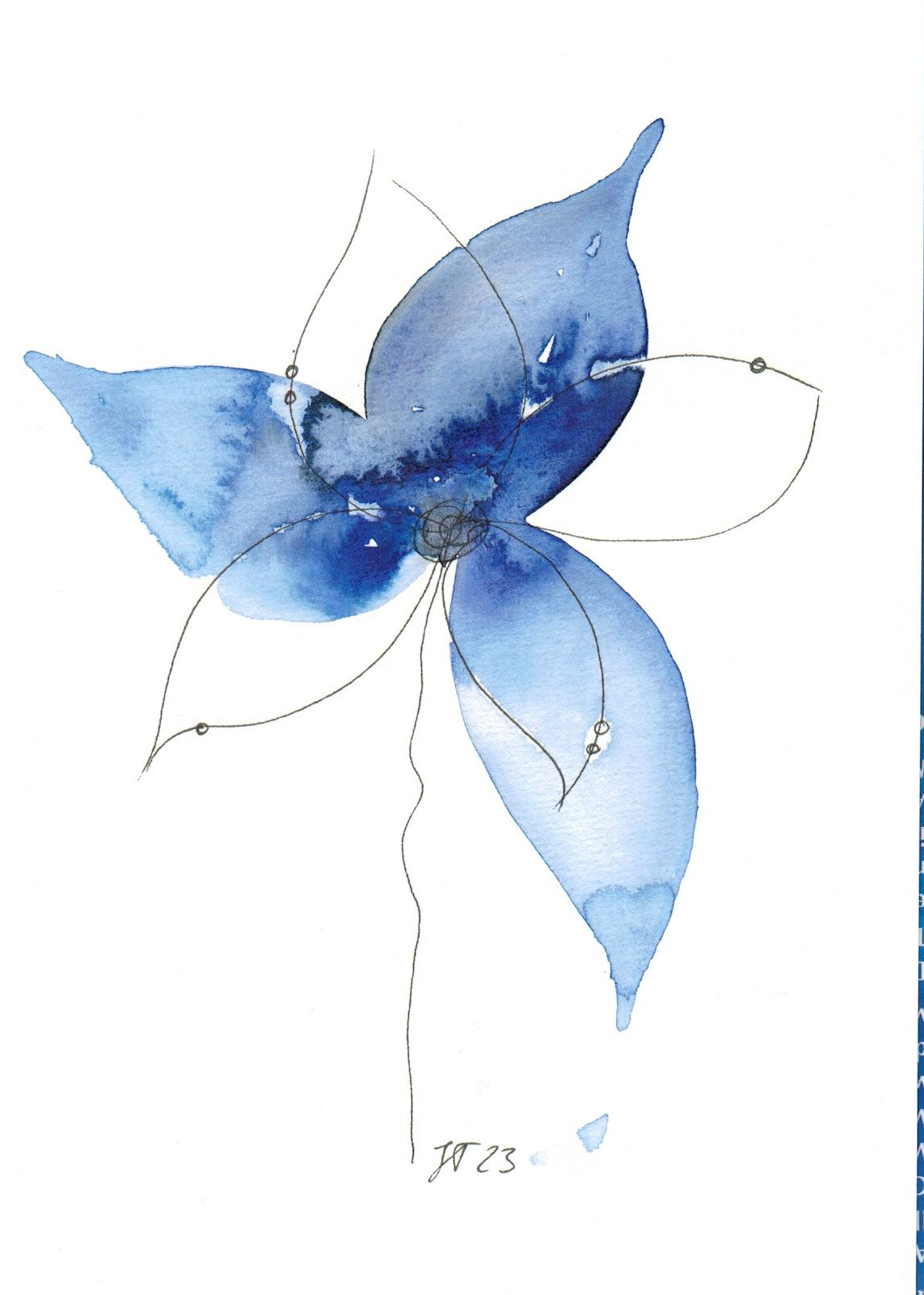 Blume _15_14,8x21 cm blau dreibl&auml;ttrig