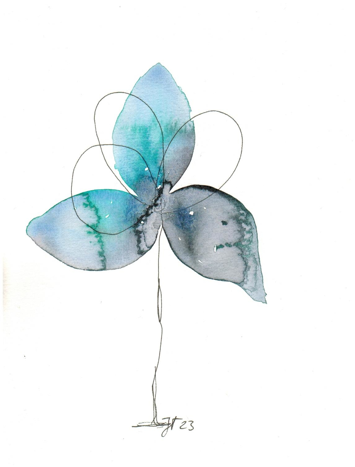 Blume _17_14,8x21 cm Blaugrau