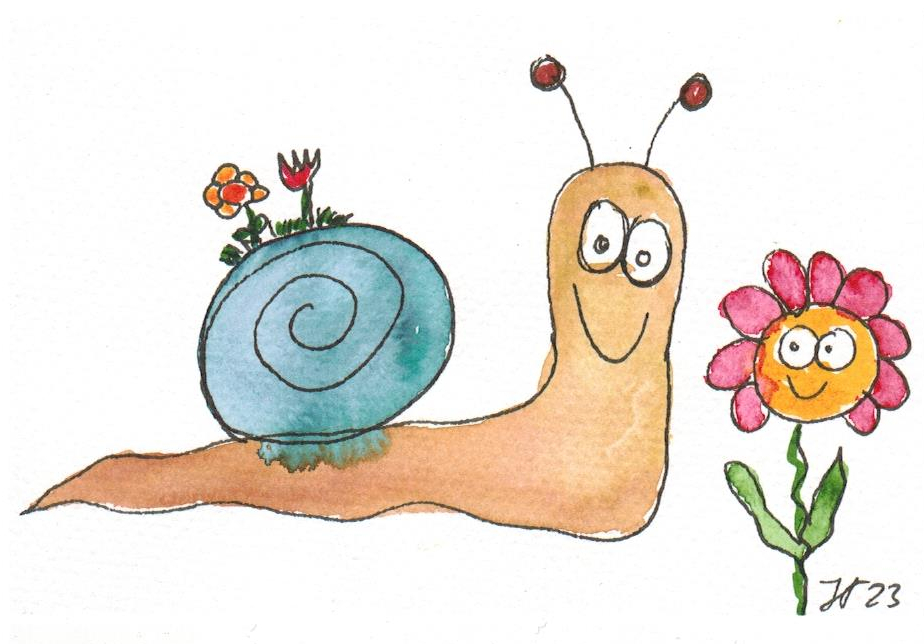 Schnecke mit Blumen