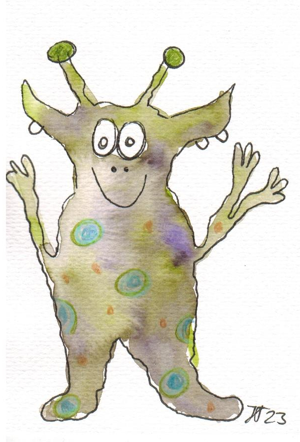 CC_04_08x12cm Monster mit Ohrringen
