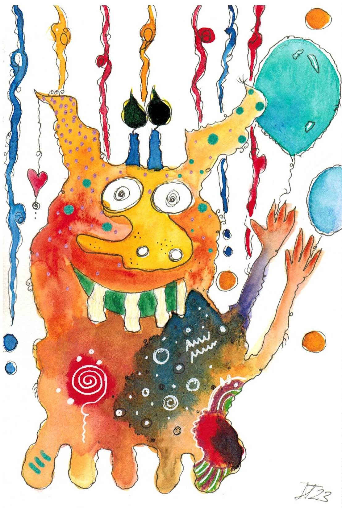 CC_24_14x21 cm Monster mit Luftschlangen