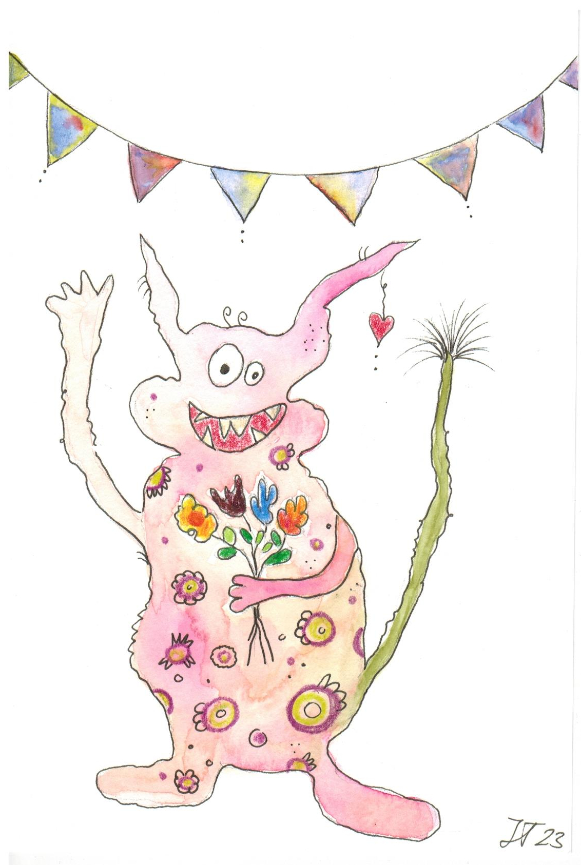 CC_25_14x21 cm Monster mit Wimpeln