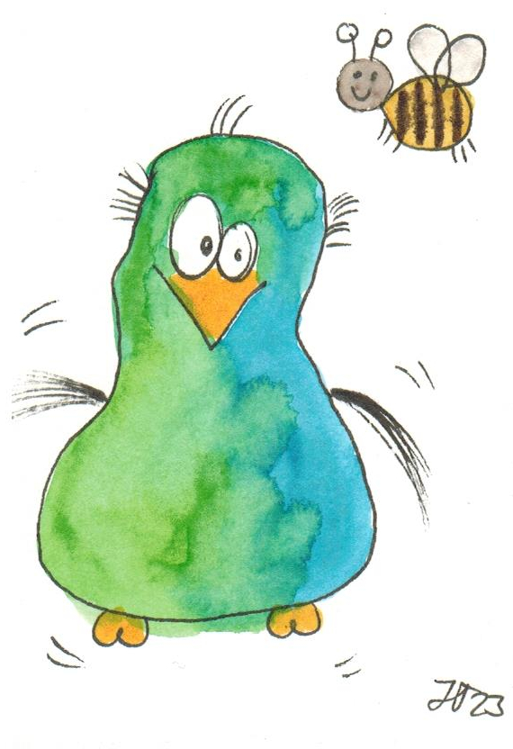 CC_36_7,5x10,5cm Vogel mit Biene